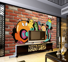 Custom papel parede infantil, cartoons graffiti mural for children room KTV bar setting wall waterproof vinyl wallpaper 2024 - buy cheap