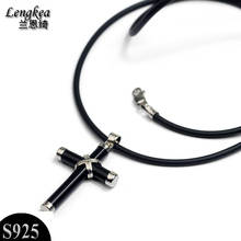 Men choker,male/female Black Onyx cross necklace jesus pendant,boys /girls accessories,lovers gift 2024 - buy cheap