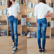 Новые модные дамы женские джинсы отпечатанные имитационные джегинсы летний стиль стройные джинсы эластичный джеггинсы брюки леггинсы одежды 2024 - купить недорого