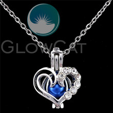 K952 Heart with Rhinestone Beads Cage Perfume Diffuser Stone Pearl Cage Locket Necklace Pendants Women Girl Gift 2024 - buy cheap