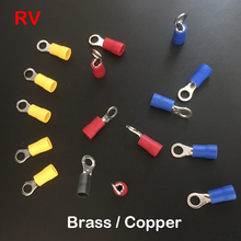 RV1.25-12 Yellow Red  Blue Black Green Brass Copper O Ring Insulation Round Cable Wire Connector CrimpTerminal 2024 - buy cheap