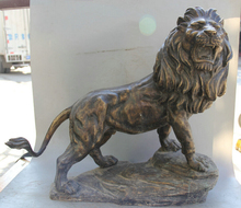 USPS to USA S2296 23" Chinese Bronze Folk Feng Shui animal Fierce Hui Feng lion sculpture Statue 2024 - buy cheap