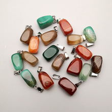 fashion Natural stone mxied agates Necklace Pendants for Jewelry making Different sizes Charm accessories 12PCS wholesale 2024 - buy cheap