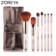 Zoreya Brand 7pcs Synthetic Hair Makeup Brushes Foundation Eye Shadow Powder Angled Brow Concealer Sponge Makeup Brush Set 2024 - buy cheap