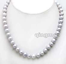 Big AA 9-10mm Gray Round High Quality Natural Freshwater Pearl 17'' Necklace-nec6311 Wholesale/retail Free hipping 2024 - buy cheap