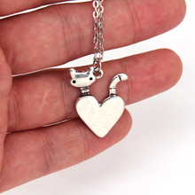 Hzew цвет сердца: старое серебро кулон котенок ожерелье кошка 2024 - купить недорого