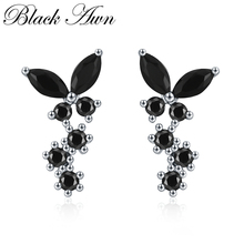 [BLACK AWN] 925 Sterling Silver Jewelry Cute Natural Butterfly Boucle D'oreille Black Spinel Stud Earrings for Women I100 2024 - buy cheap