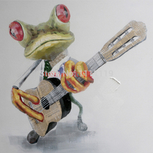 Handmade Paintings On Canvas Guitar Frog Oil Painting For Room Wall DecorHand Painted Abstract Animals Hang Paintings 2024 - buy cheap