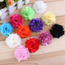 (120pcs/lot)2" 12 Colors Mini Tulle Shimmer Chiffon Flowers Flat Back Hair Flower For Headbands Girls Hair Accessories 2024 - buy cheap