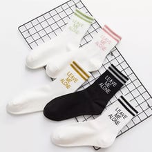 Autumn Winter Funny Socks Women Cotton Cartoon Cute Socks Long Letter Harajuku Socks Ladies Thick White Warm Glitter Letter 2024 - buy cheap