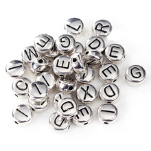 DoreenBeads Spacer Beads Round Silver Color At Random Initial Alphabet/ Letter About 6mm( 2/8") Dia, Hole: Approx 0.8mm, 10 PCs 2024 - buy cheap