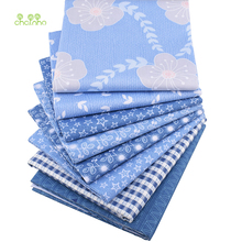 Chainho-tela de algodón de sarga impresa para bebés y niños, tela de retales para costura DIY y acolchado, serie Simple Floral azul, CC325 2024 - compra barato