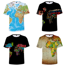 Novo 3d t camisas mapa do mundo impressão verão moda masculina camiseta de manga curta masculina do sexo feminino 3d camisetas camiseta camisolas topos 2024 - compre barato