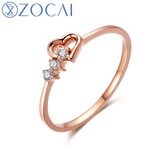 ZOCAI Style Gift Ring Heart Shape Ring Natural 0.03 CT Diamond Ring with 18K Rose Gold (Au750) W06256 2024 - buy cheap