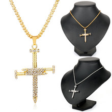 Newest Gold Cross Necklace Men Jewellery Pendants&Necklaces Street Hip-hop Necklace Man's Jewellery Woman Rhinestones Choker 2024 - buy cheap