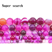 Natural Stone Beads Rose red Stripe agat Onyx Round Loose Beads 4 6 8 10 12 14mm Fit Diy Space Beads Jewelry Making 2024 - buy cheap