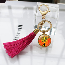 The tree of life Women Bag Tassel Keychain Women pendant Art Tree Car Key chain charm Women Pendant Fringe Key Ring Old Art 06 2024 - buy cheap