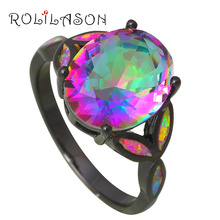 Silver Stamped Jewelry Mystic Rainbow Crystal Charming Pink Fire Opal Rings USA size #5#6#7#8#9 Fashion Jewelry OR765 2024 - buy cheap