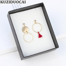 Kuziduocai, Nueva joyería de moda, Pendientes de tuerca de Metal con borlas asimétricas circulares modernos para mujer, Pendientes Brincos, E-6 de declaración 2024 - compra barato