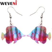 WEVENI Statement Acrylic Butterflyfish Earrings Drop Dangle Long Funny Ocean Animal Jewelry For Women Girl Wholesale Wholesale 2024 - buy cheap