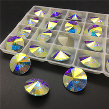 TopStone-diamantes de imitación de cristal K9 Rivoli AB 10 12 14 16 18mm, cuentas de piedra para joyería sin agujeros 2024 - compra barato