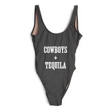 New arrival "COWBOYS + TEQUILA"sexy women one piece suit high cut bodysuit bathing suit beachwear swimwear girls jumpsuit 2024 - buy cheap