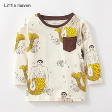 Little mbarato crianças marca bebê menino roupas 2018 outono meninos algodão manga comprida tops estampa de sereia camiseta 51171 2024 - compre barato