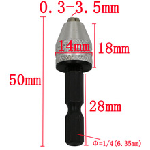 Шестигранный хвостовик 1/4 дюйма/6,35 мм бесключевые патроны для дрели Отвертка ударный адаптер для сверл 0,3-3,5 мм QSTexpress 2024 - купить недорого