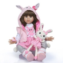 NPK 24''Handmade Silicone vinyl adorable Lifelike reborn toddler Baby Bonecas girl kid bebe doll reborn menina de silicone 2024 - buy cheap