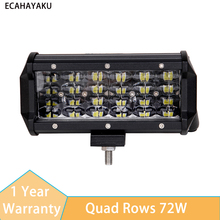 1 Pcs 7inch Quad Rows LED Bar Work Light 72W 7200LM 12V Car DRL Driving Fog Lights Waterproof Work Light For Offroad 4x4 SUV 12V 2024 - buy cheap