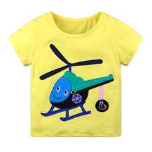 2018 novo bebê meninos meninas roupas de algodão manga curta verão t camisas o pescoço helicóptero apliques meninos topo para 1-6y amarelo camiseta 2024 - compre barato