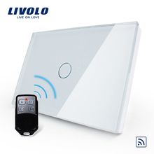 Livolo US/AU Standard 1gang Remote Switch,AC 110~250V,White Glass Panel ,switch with mini remote controller, C301R-81VL-RMT-02 2024 - buy cheap