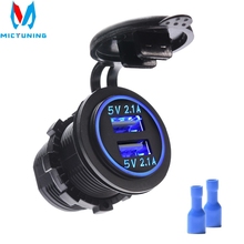 Mictuning-voltímetro automotivo digital led 12-24v, voltagem, saída de energia, carregador usb, a, para carros e motos 2024 - compre barato