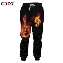 Мужские модные спортивные штаны CJLM большого размера, красные повседневные штаны с 3D рисунком пламени, виолончели, музыкальных нот, мужские брюки 2024 - купить недорого
