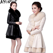 AYUNSUE Autumn and Winter Coat Plus Size Women's Faux Leather Jacket Women Parka Faux Fox Fur Collar PU Jackets Campera KJ537 2024 - buy cheap
