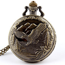 Bronze Retro Vintage Eagle Pocket Fob Watches Pendant Chain Quartz Watch Mens Womens Gifts Relogio De Bolso Drop Shipping 2024 - buy cheap