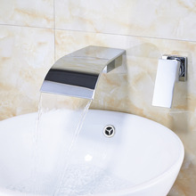 Uythner Chrome/Black/Brushed Nickel Bathroom Basin Faucet Wall Mounted Solid Brass Bath Waterfall Faucet Mixer Tap 2024 - купить недорого