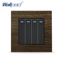 Wood 4 Gang 2 Way Stair Rocker Light Switch Metal Panel Push Button Switches Wallpad Double Control Cross Switch Interrupteur 2024 - buy cheap