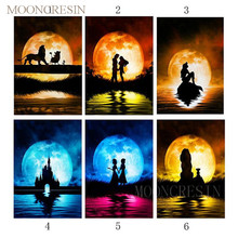 Mooncresin pintura de diamante diy, pintura de diamante ponto cruz luz de lua amor bordado diamante inteiramente quadrado broca de diamante mosaico bordado presentes 2024 - compre barato