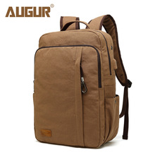 Augu-mochila de lona Vintage para hombre, morral para ordenador portátil de 15,6 pulgadas con carga USB, mochila escolar de viaje a la moda 2024 - compra barato