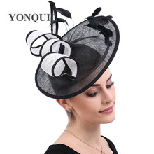 Fedora de plumas para mujer, accesorios de aros para el pelo, pinzas para el pelo elegantes, de estilo Vintage, para fiesta, Derby, Sinamay 2024 - compra barato