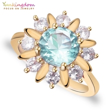 Yunkingdom 2 Colors Crystals Rings Wholesale High quailty Fashion Flower Jewelry Women 2024 - buy cheap