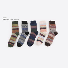 Winter 2018 Fashion Thick thermal geometric stripe wool Casual Business socks Cute warm harajuku cotton sox Patterned Christmas 2024 - buy cheap
