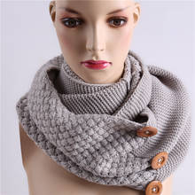 Fashion Winter Warm Scarf 3 Buttons Knitting Ring Scarf Collar Neck Infinity Scarves Shawl For Women New Arrival  2024 - buy cheap