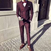 Double Breasted Elegant Wedding Suit For Men 2Pieces(Jacket+Pant+Tie) Custom Suits Formal Tuxedo Terno Masculino Blazer 2024 - buy cheap