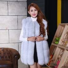 Fashion ionimitation fox fur coat vest female overcoats ladies fur vest  long vest coat for women overcoats plus size 2024 - buy cheap