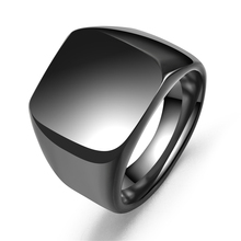 Dropshippin anillo de moda cuadrado de gran ancho anillos de Signet 24 K titanio acero hombre dedo plata negro oro hombres anillo de joyería anel nuevo 2024 - compra barato