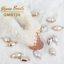 10*15mm Gold Silver Plated Rim White Pearl Natural High Quality Freshwater Pearl Beads Diy Bracelet Pendant Necklace Jewellery 2024 - buy cheap