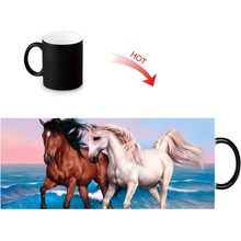 Custom Running Horse Pattern Color Change Water Mug 350ml Heat Reveal Coffee Cups Temperature Sensitive magic Mugs 2024 - buy cheap