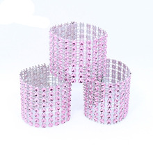 Pink 10Pieces/Lot Napkin Rings Handmade Rhinestone Plastic Drill Napkin Ring Wedding Party Hotel Dining-table Decoration 2024 - buy cheap